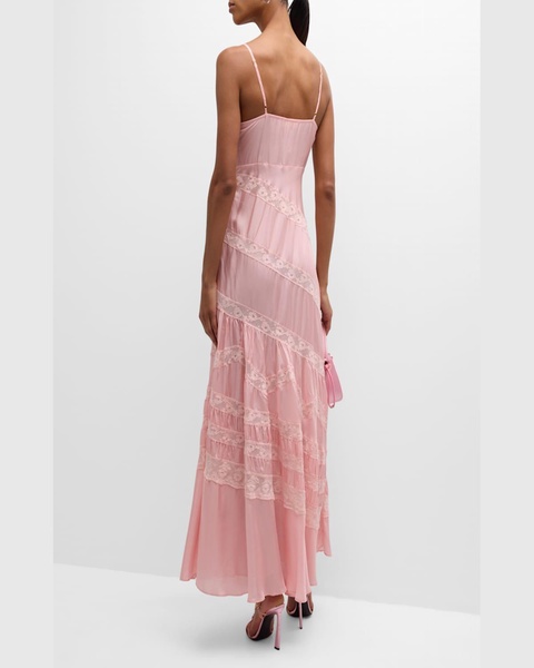 Idalia Silk Habotai Lace Maxi Dress