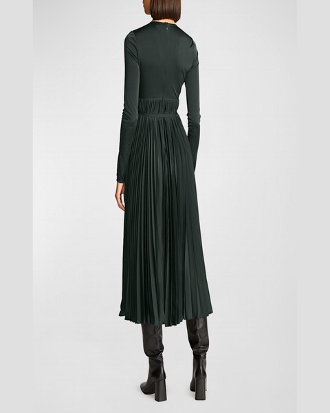 Doreen Pleated A-Line Jersey Midi Dress