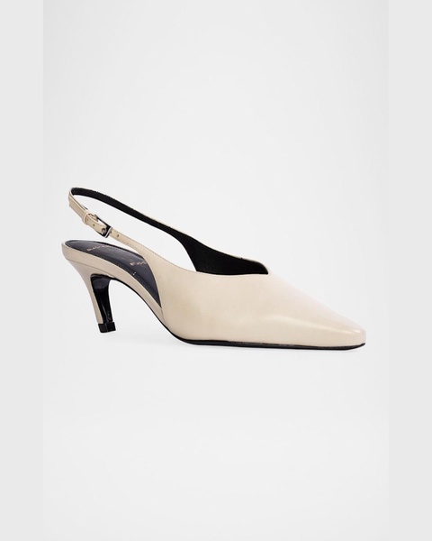 Calfskin Kitten Slingback Pumps