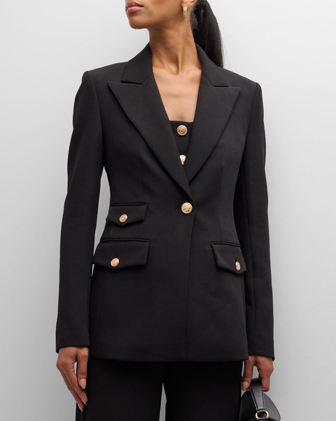 Genevieve Peak-Lapel Single-Button Blazer