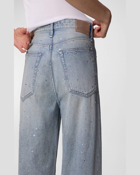 Logan Wide-Leg Rhinestone Jeans