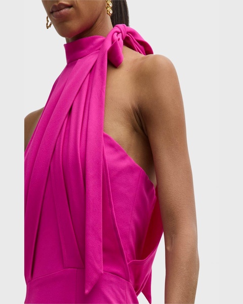 Annabeth Draped Halter Column Gown