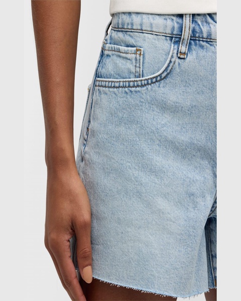 T-Long High Rise Cut-Off Denim Shorts