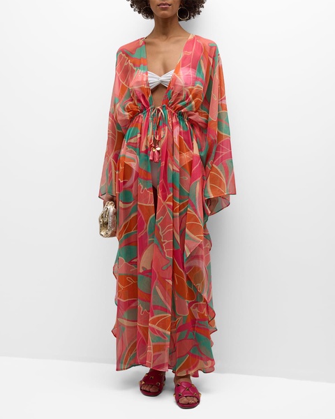 Palm Printed Austin Caftan Coverup