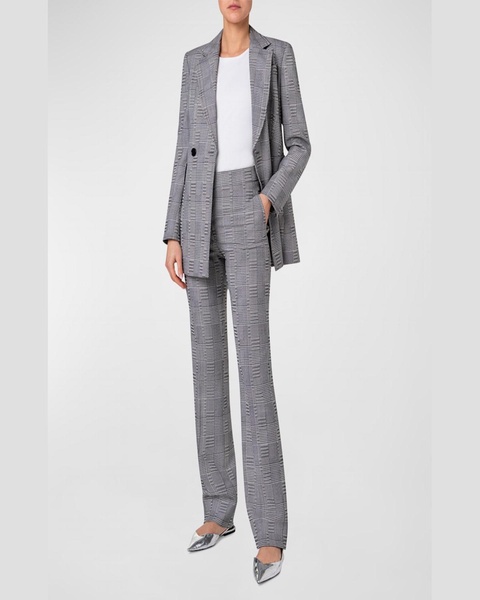 Blurred Glencheck Long Wool Blazer