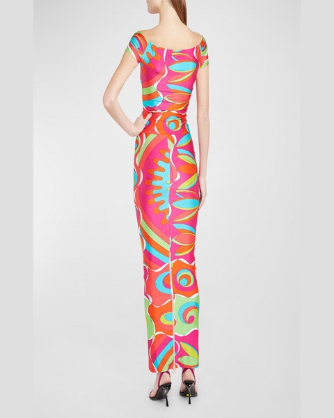 Abstract-Print Zip-Hem Maxi Skirt