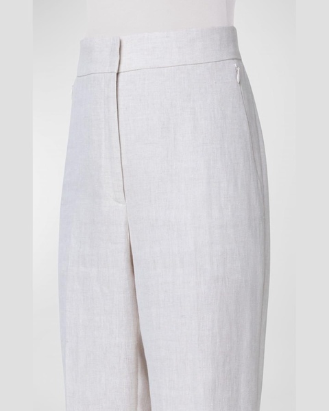 Carl Linen Herringbone Straight-Leg Pants