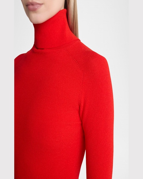 Fox Rib-Knit Matte Viscose Turtleneck Top