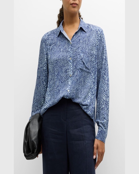 Josephine Python Button-Front Shirt 