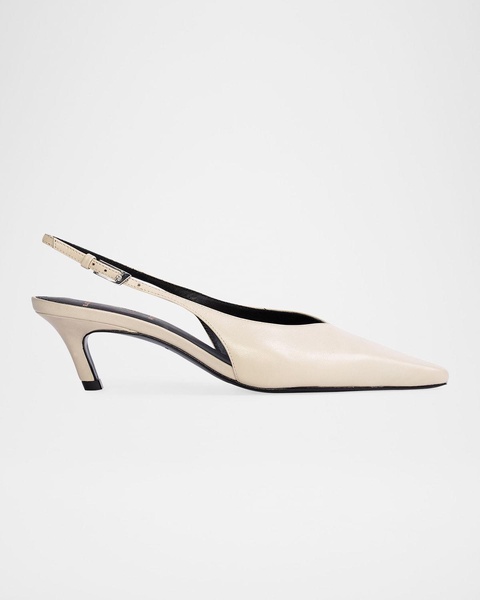 Calfskin Kitten Slingback Pumps