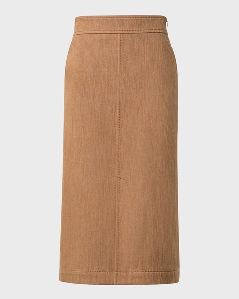 Washed Denim A-Line Midi Skirt