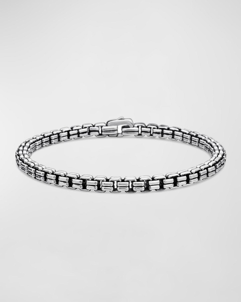 Men's Double Box Chain Bracelet in Silver, 4mm