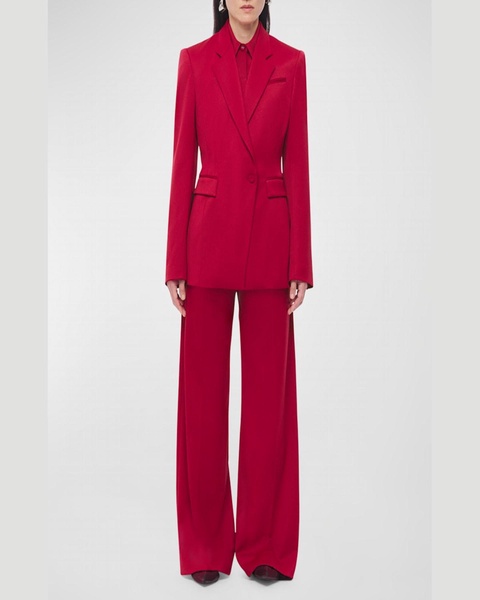 Pleated Wide-Leg Suit Pants