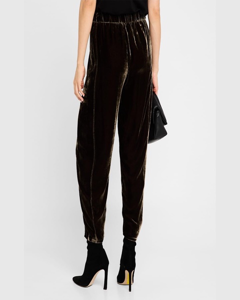 Cropped Shimmer Velvet Lantern Pants