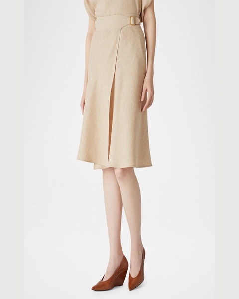 Irene Linen Crepe Buckle Wrap Skirt