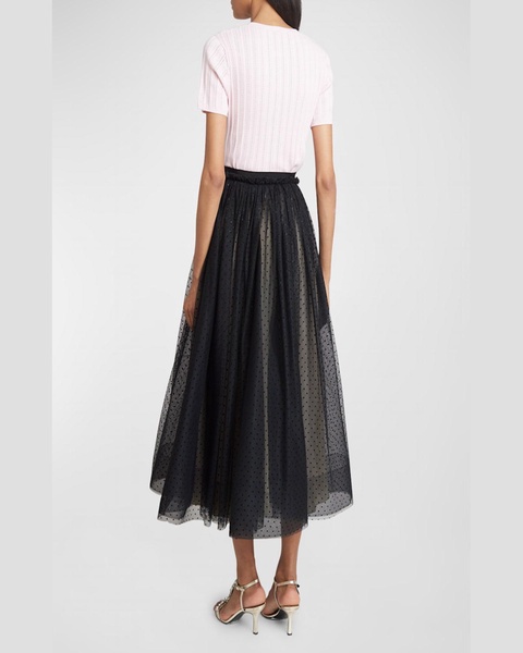 Swiss Dot Tulle Full Midi Skirt