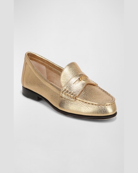 Metallic Leather Penny Loafers