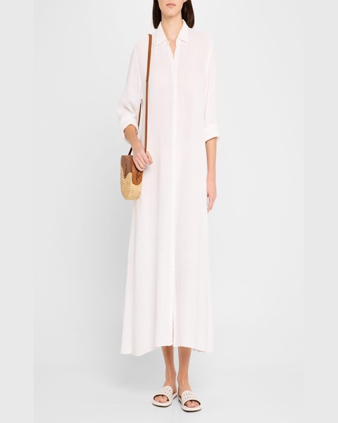 Boden Side-Slit Cotton Poplin Midi Shirtdress