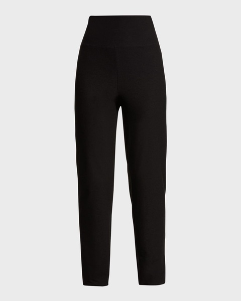 High-Waist Stretch Crepe Slim Ankle Pants