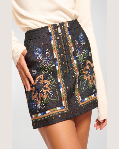 Gunnar Floral Embroidered Mini Skirt