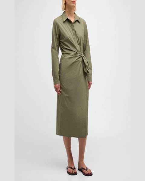 McAllister Tie-Waist Cotton Midi Shirtdress