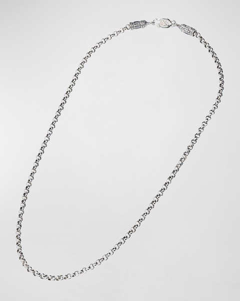 Men's Sterling Silver Cable Chain Necklace, 22"L