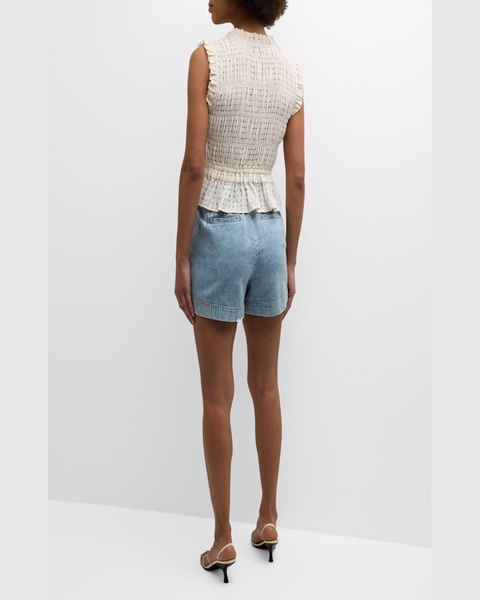 Martine Seersucker Peplum Blouse 