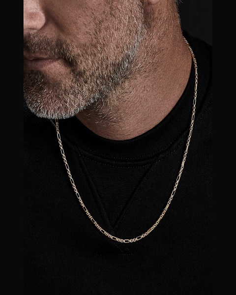 3mm Men's Open Station Box Chain Necklace in Silver