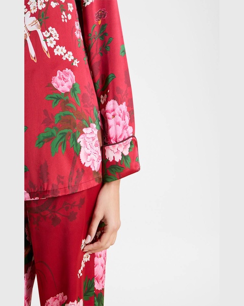 Lila Floral-Print Silk Pajama Set