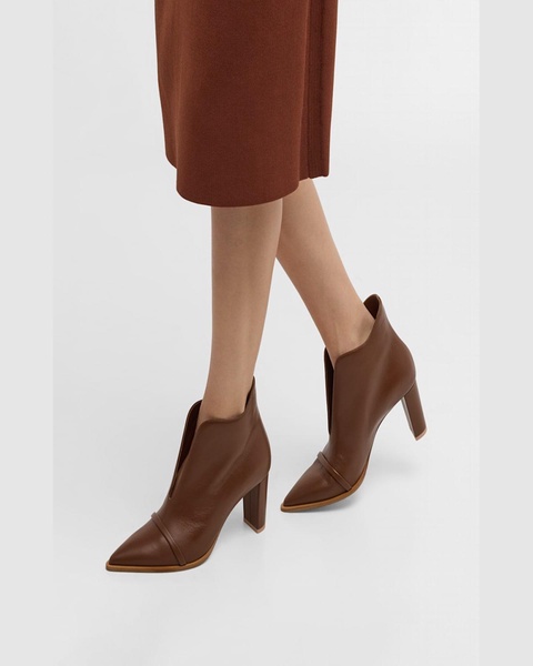 Clara Leather V-Cut Ankle Booties