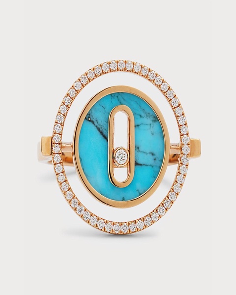 Lucky Move 18k Rose Gold Diamond Turquoise Ring