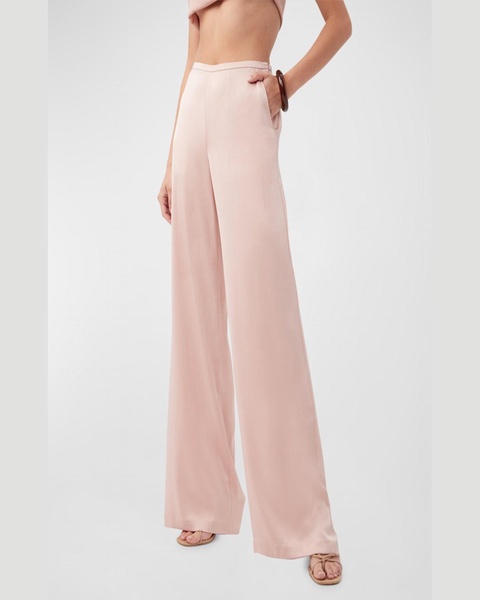 Tavia High-Rise Wide-Leg Satin Pants