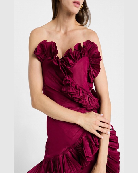 Strapless Ruffle Taffeta Gown