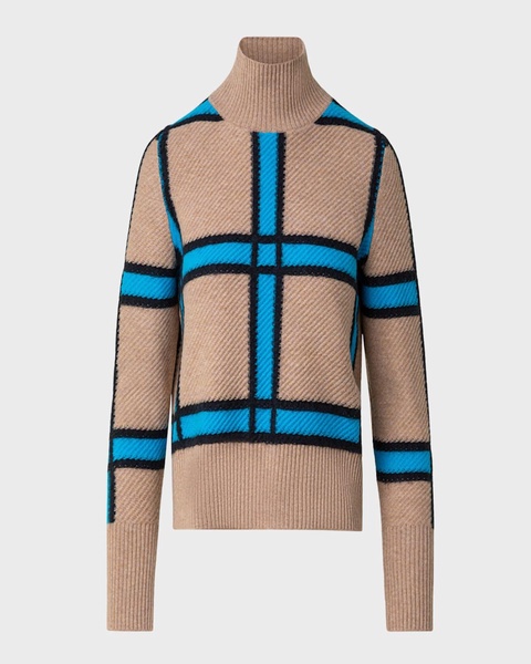 Cashmere-Blend Window Check Knit Sweater