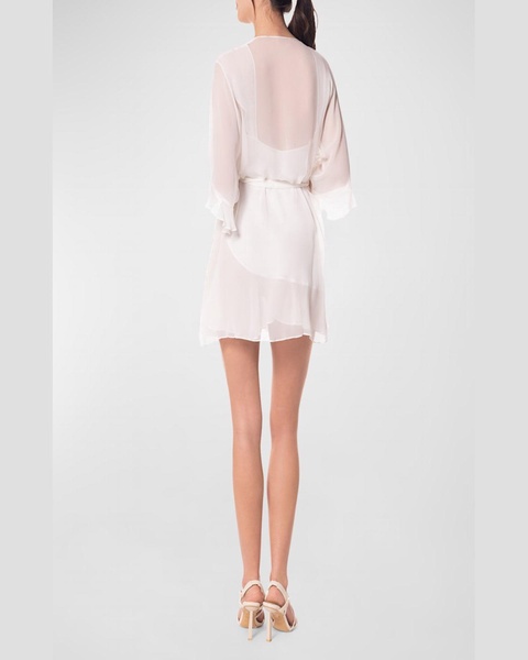 Angel 3/4-Sleeve Sheer Silk Chiffon Mini Robe