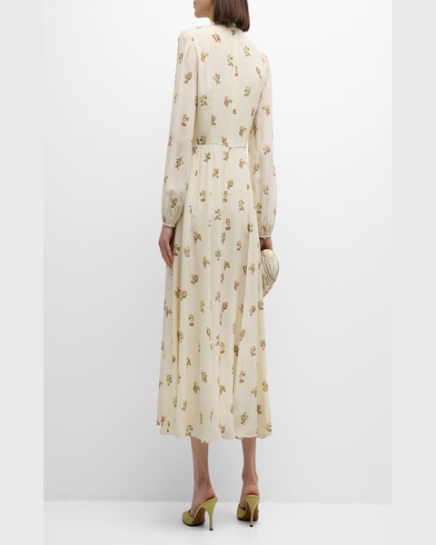 Alison Floral Crepe De Chine Long-Sleeve Maxi Dress