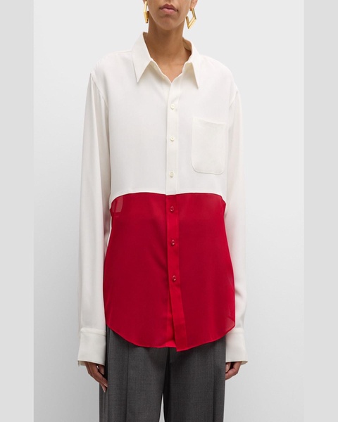 Colorblock Button-Front Office Shirt