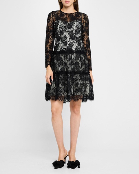 Tiered Floral Lace Dress