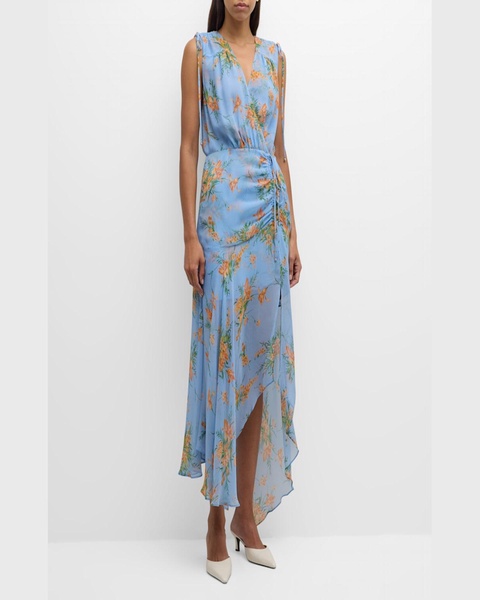 Dovima Sleeveless Ruched Floral Maxi Dress