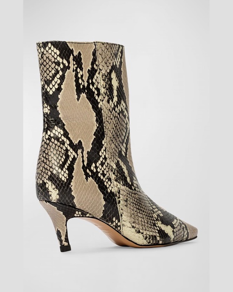 Avenue Snake-Embossed Ankle Boots