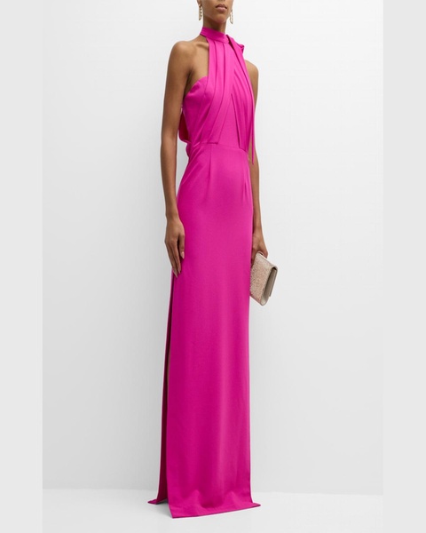 Annabeth Draped Halter Column Gown