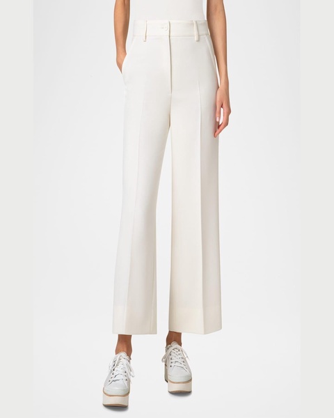 Chiara Wool Tricotine Wide-Leg Ankle Pants