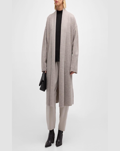 Lightweight Open-Front Boiled Wool Coat