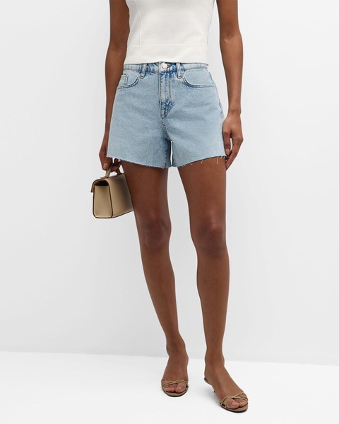 T-Long High Rise Cut-Off Denim Shorts