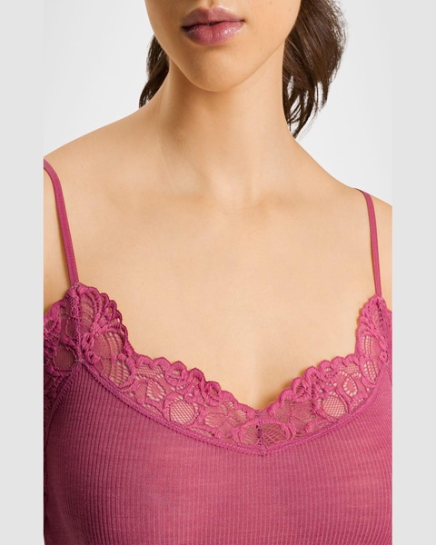 Ribbed Lace-Trim Woolen Cami