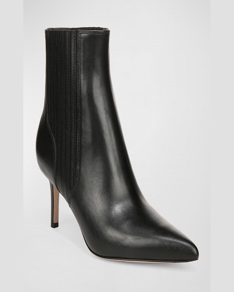 Lisa Pleated Leather Ankle Booties