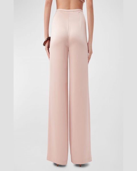 Tavia High-Rise Wide-Leg Satin Pants