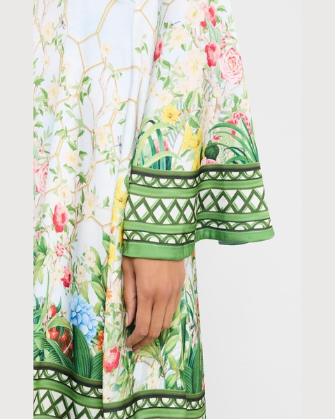 Beam Garden-Print Flare-Sleeve Dress