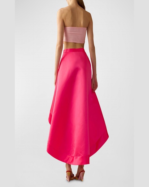 High-Low A-Line Satin Maxi Skirt