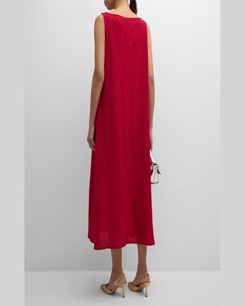 Sleeveless V-Neck Crinkled Maxi Dress